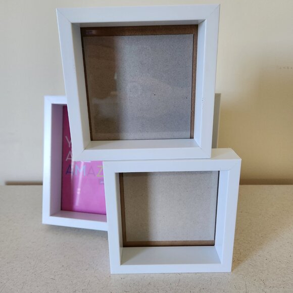 White Rectangle Square Frames with Ledge - Set of 4 - Picture 7 of 10